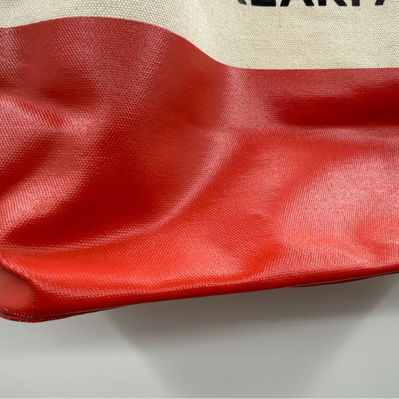 Kate Spade Eat Cake For Breakfast Canvas Tote Bag Red White Leather Trim - Picture 10 of 15